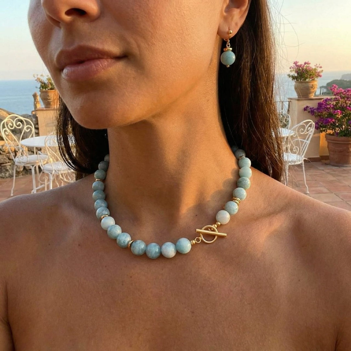 COLLANA GIROCOLLO CON PERLINE E CHIUSURA A PERNO