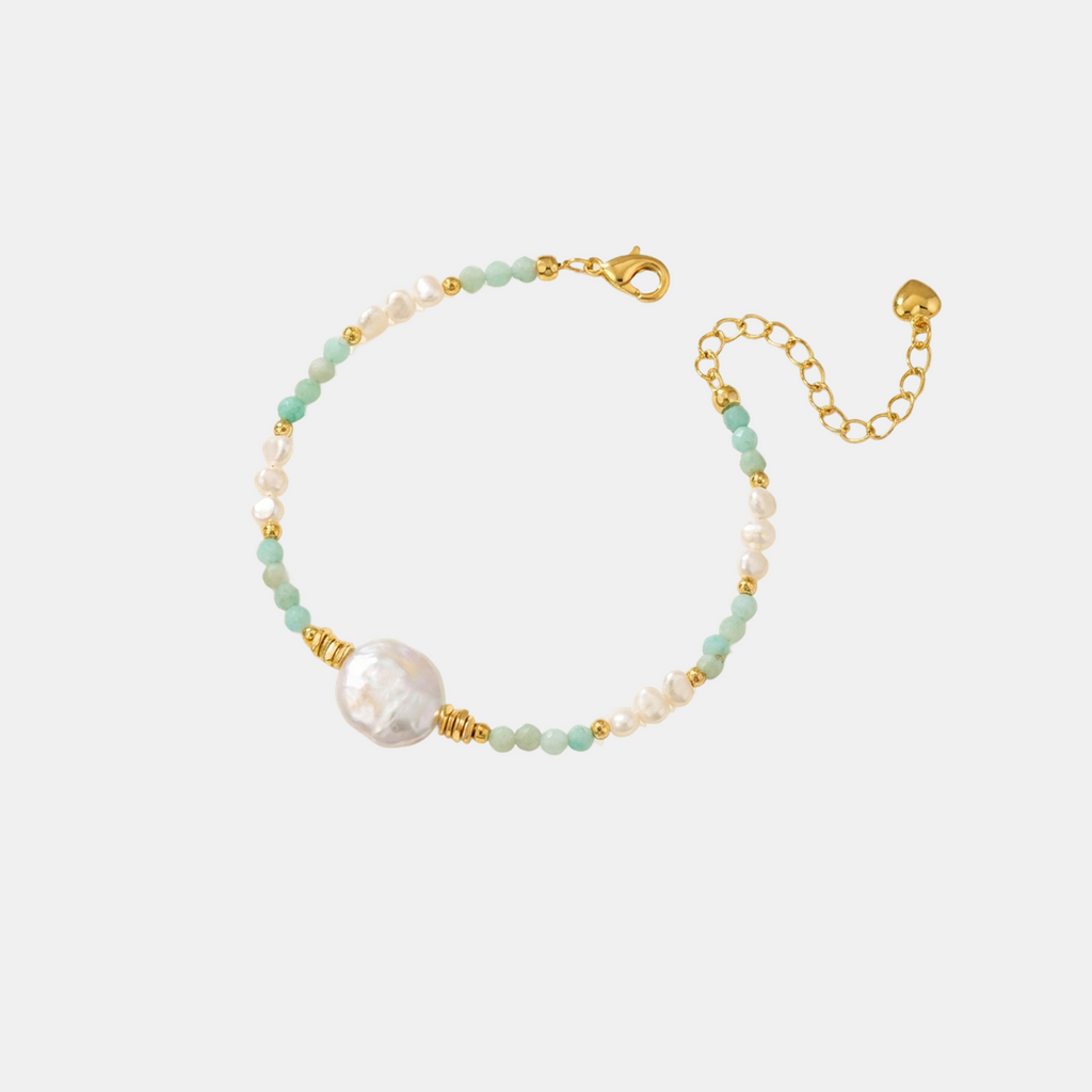 BRACCIALE DI PERLE ACQUAMARINA