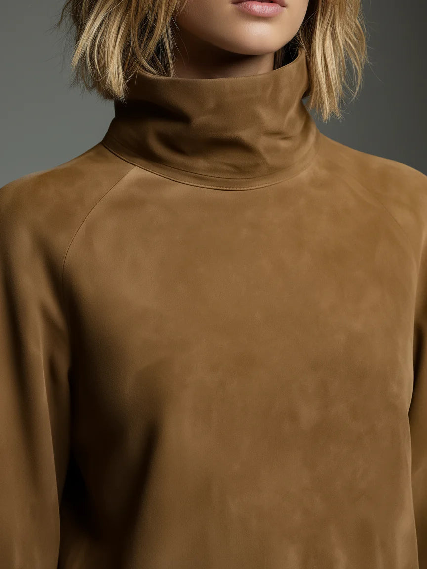 BIBIANE | MINI ABITO OVERSIZE IN SUEDE CON COLLO ALTO