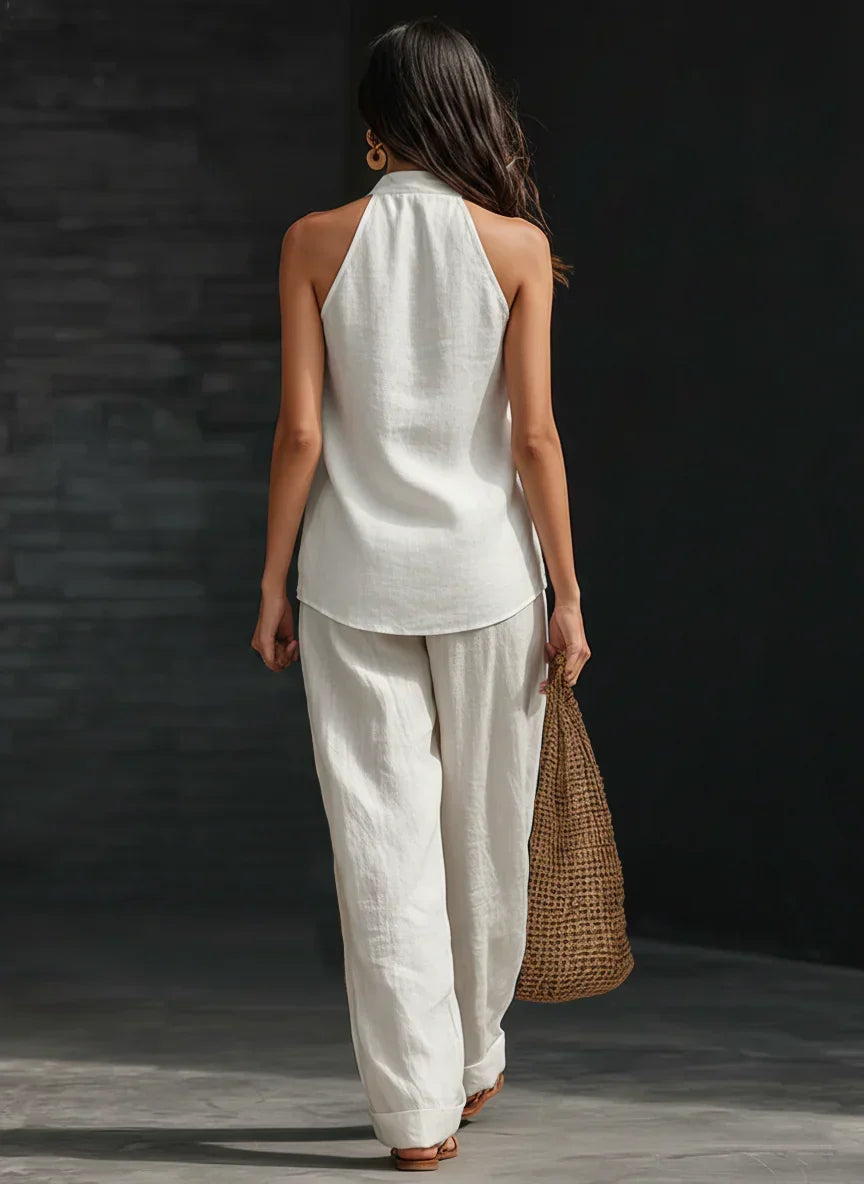 ANDREA | COMPLETO SENZA MANICHE CON PANTALONI A GAMBA LARGA