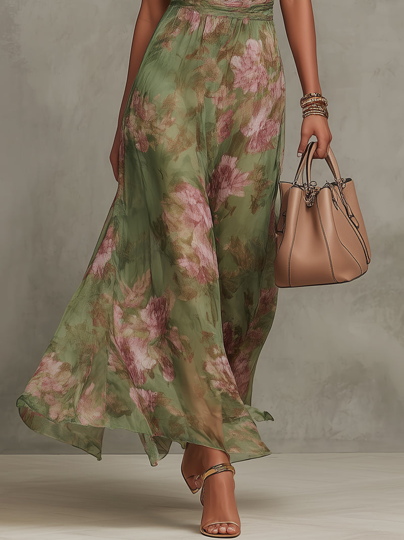 LIVIA | ABITO MAXI HALTER FLOREALE ELEGANTE