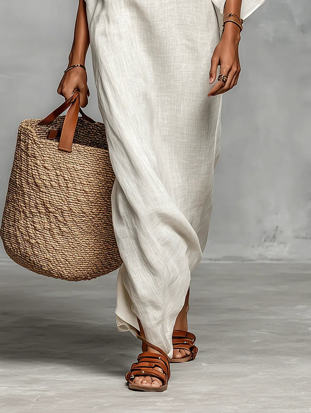 NAIARA | VESTITO MAXI CON SPALLE SCOPERTE E MANICHE A PIPISTRELLO