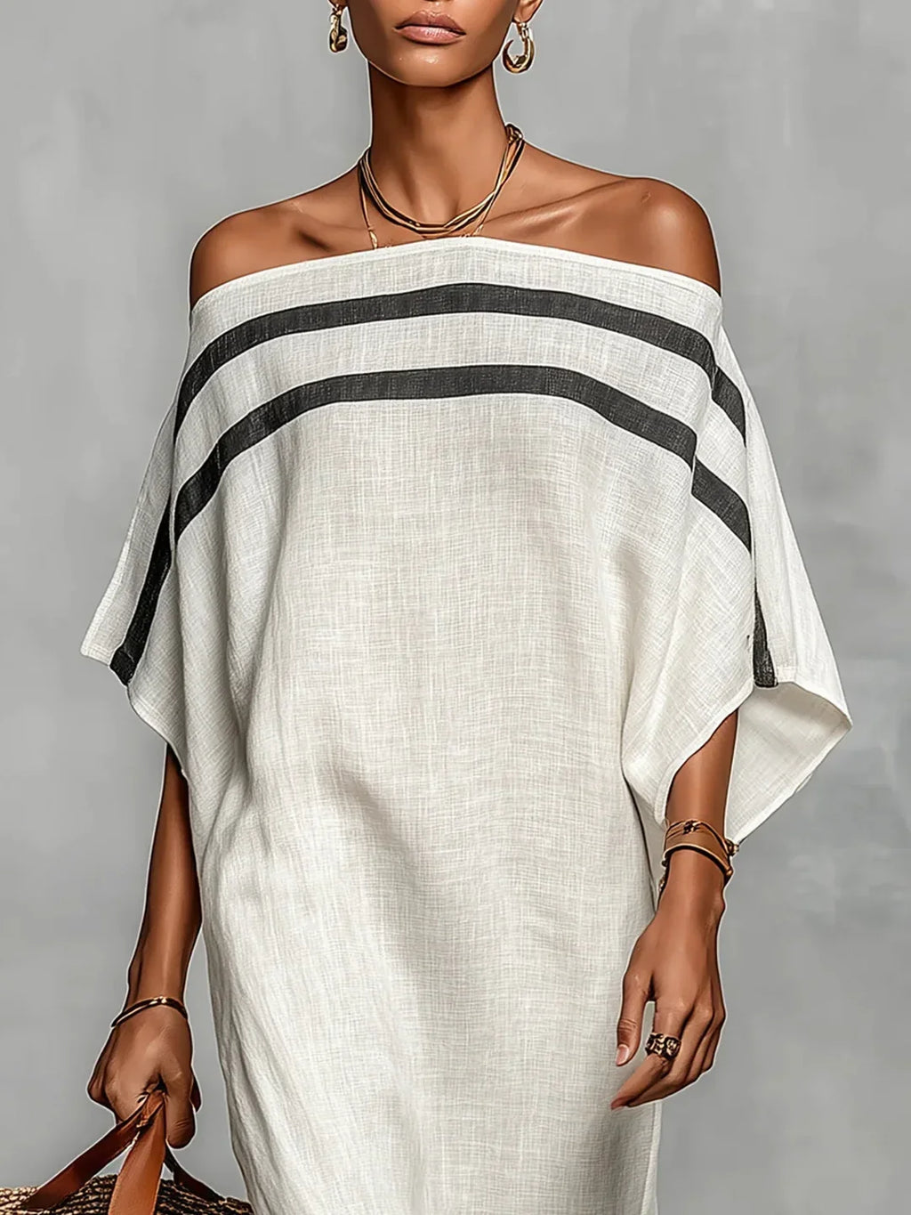 NAIARA | VESTITO MAXI CON SPALLE SCOPERTE E MANICHE A PIPISTRELLO