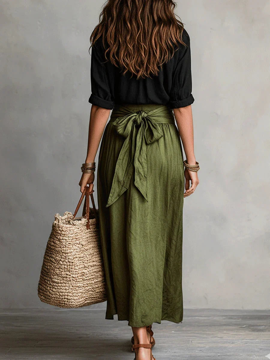 VIDA | SET ELEGANTE A DUE PEZZI CON CAMICETTA NERA E GONNA MIDI