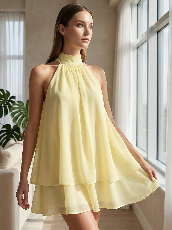 PLUME | MINI ABITO LEGGERO E FLUTTUANTE CON SOVRAPPOSIZIONI