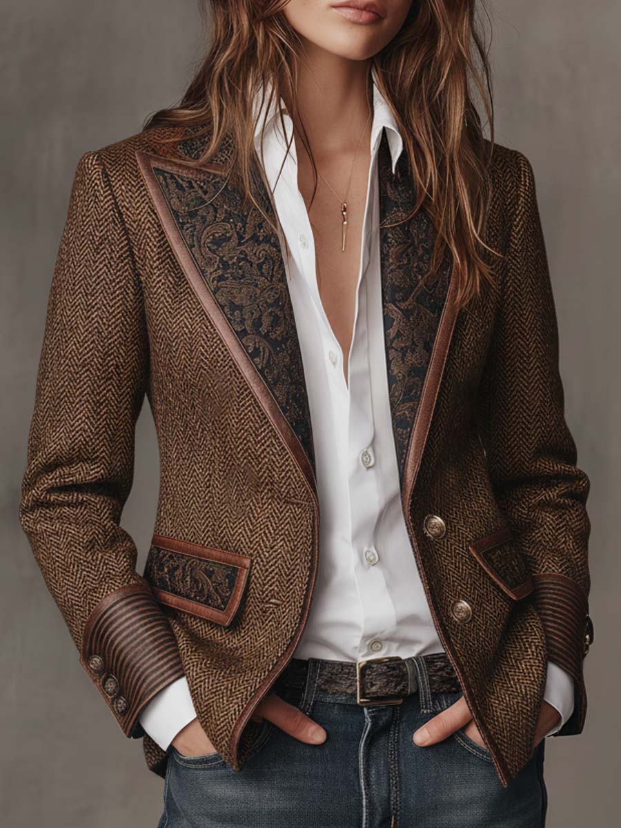 GISÈLE | BLAZER CON INSERTI A STAMPA CHEVRON