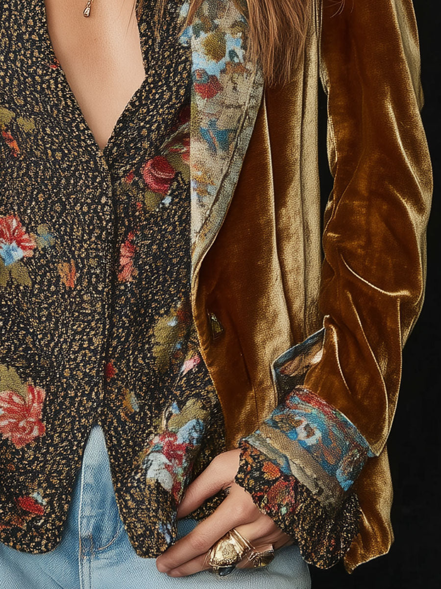 MARCELLINE | BLAZER PATCHWORK CON STAMPA FLOREALE VINTAGE