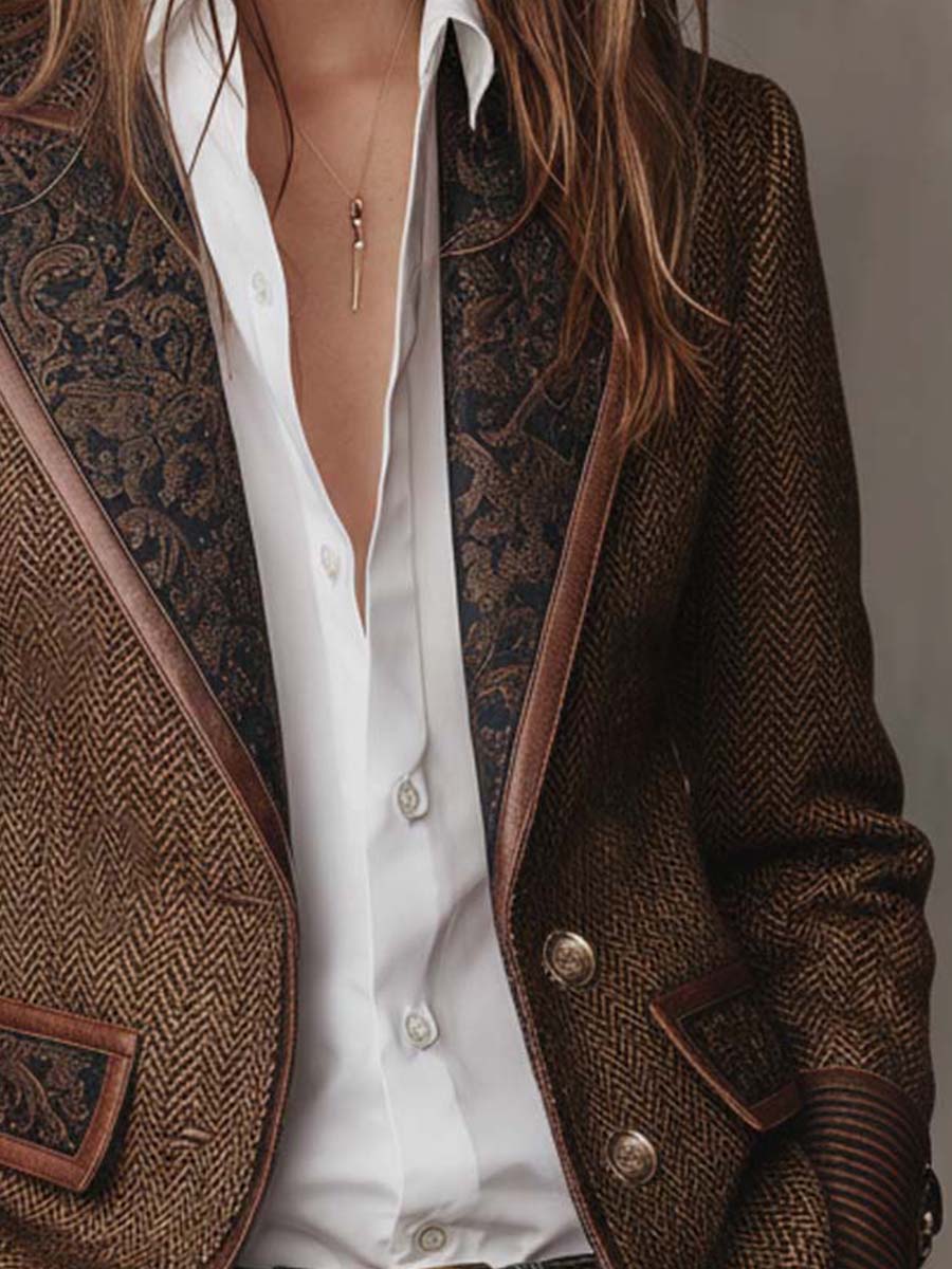 GISÈLE | BLAZER CON INSERTI A STAMPA CHEVRON
