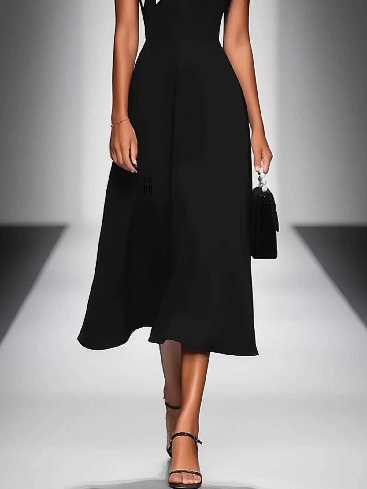 ARIANE | ABITO MIDI DA DONNA CON SCOLLO QUADRATO E MANICHE COLOR BLOCK