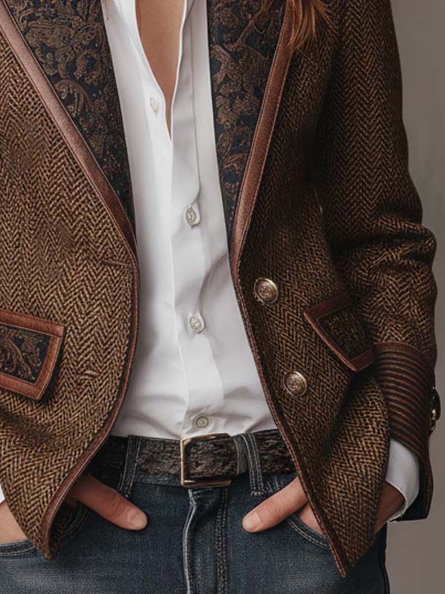 GISÈLE | BLAZER CON INSERTI A STAMPA CHEVRON