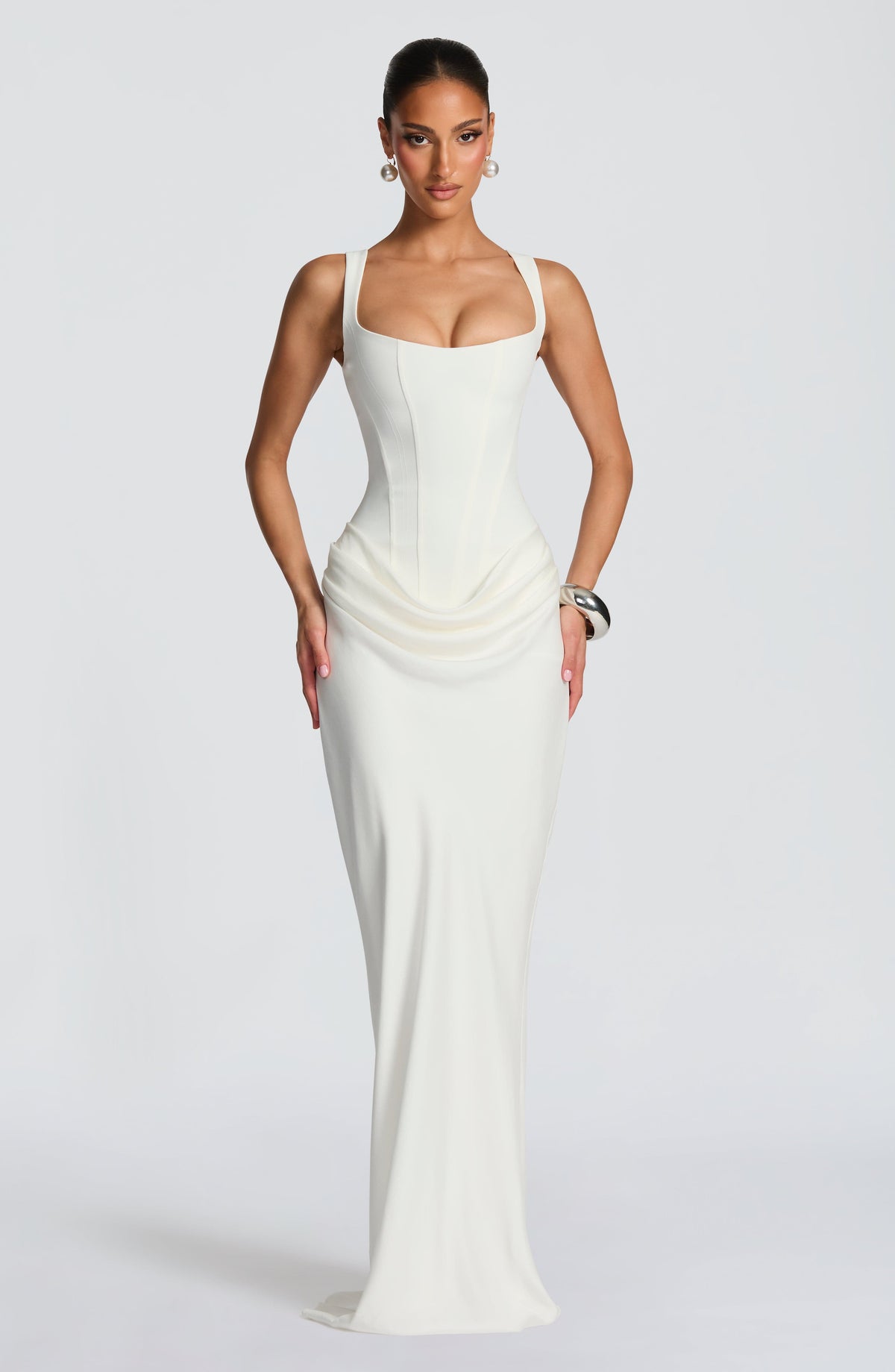 ÉLÉONORE | ABITO MAXI CON SCOLLO QUADRATO