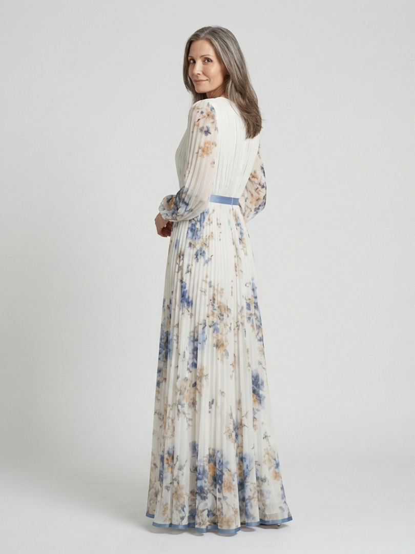 LAVINIA | LONG SLEEVE V NECK FLORAL MAXI DRESS