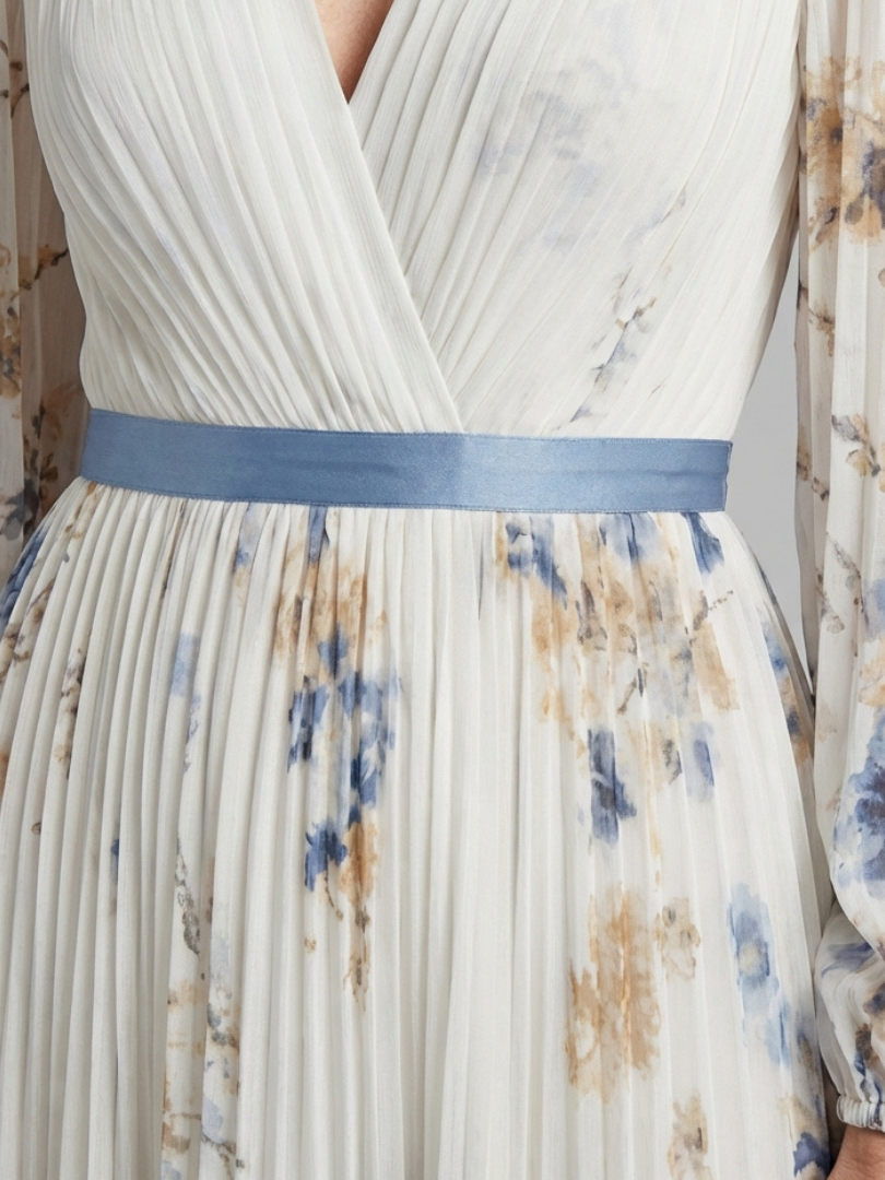 LAVINIA | LONG SLEEVE V NECK FLORAL MAXI DRESS