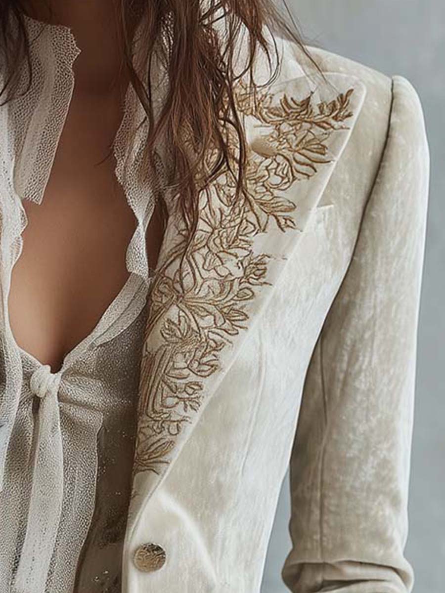 CONSTANCE | BLAZER SARTORIALE RICAMATO COLOR AVORIO
