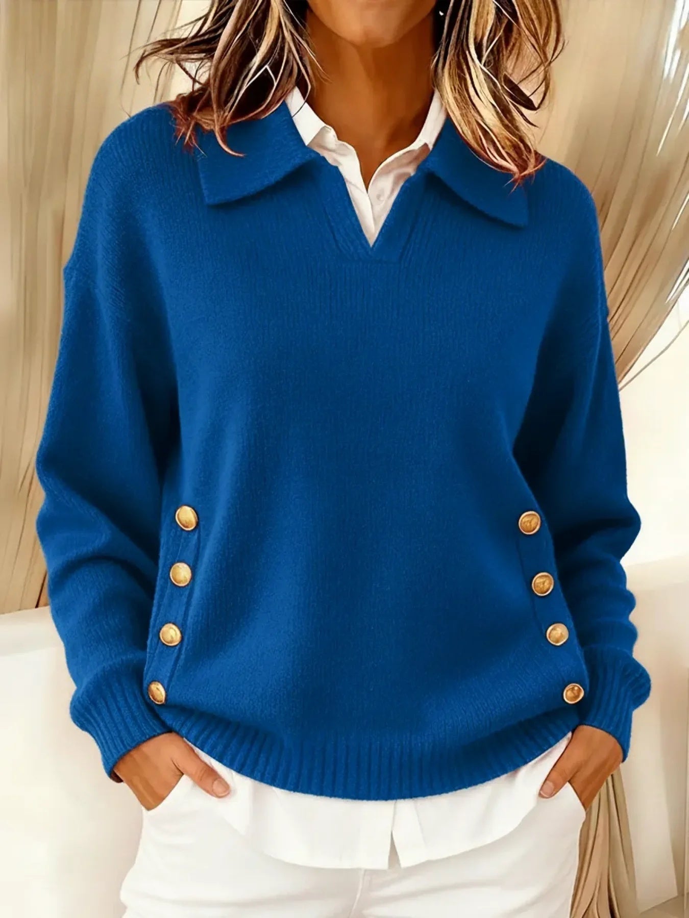 VICENTA | MAGLIONE CON COLLO A POLO E BOTTONI