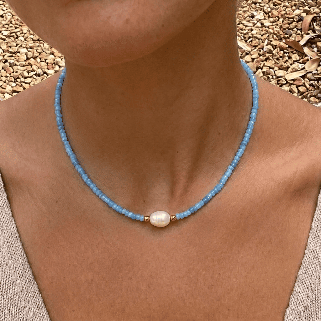 COLLANA DI PERLE ACQUAMARINA