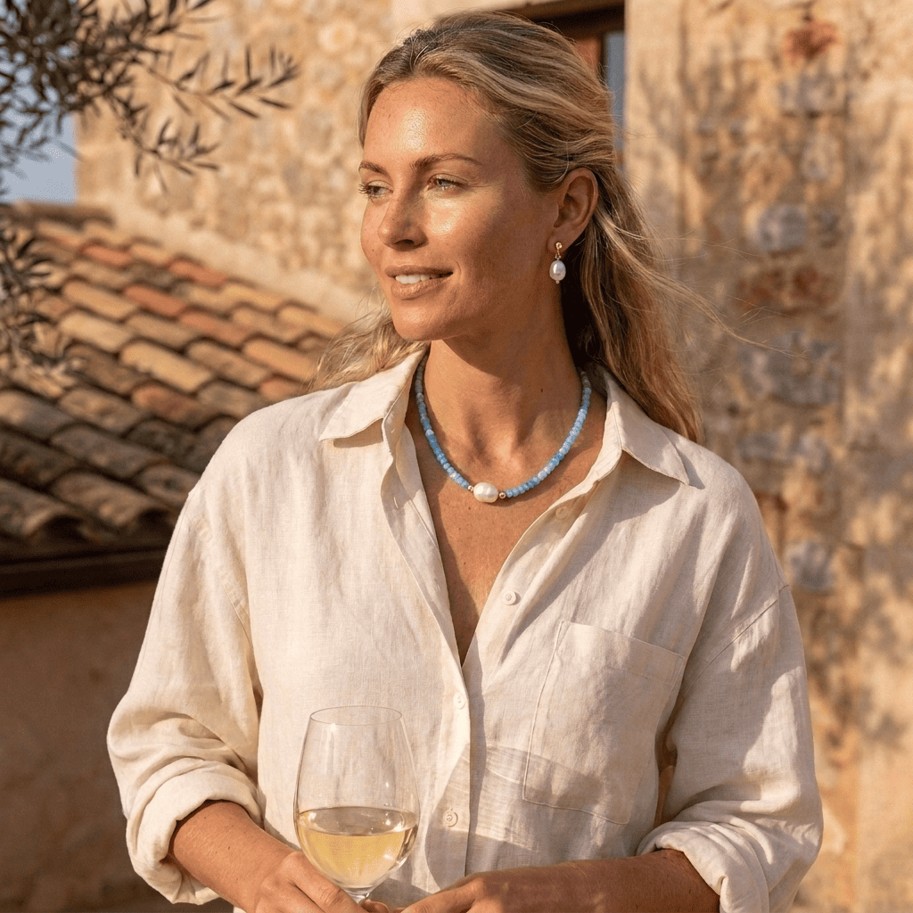 COLLANA DI PERLE ACQUAMARINA