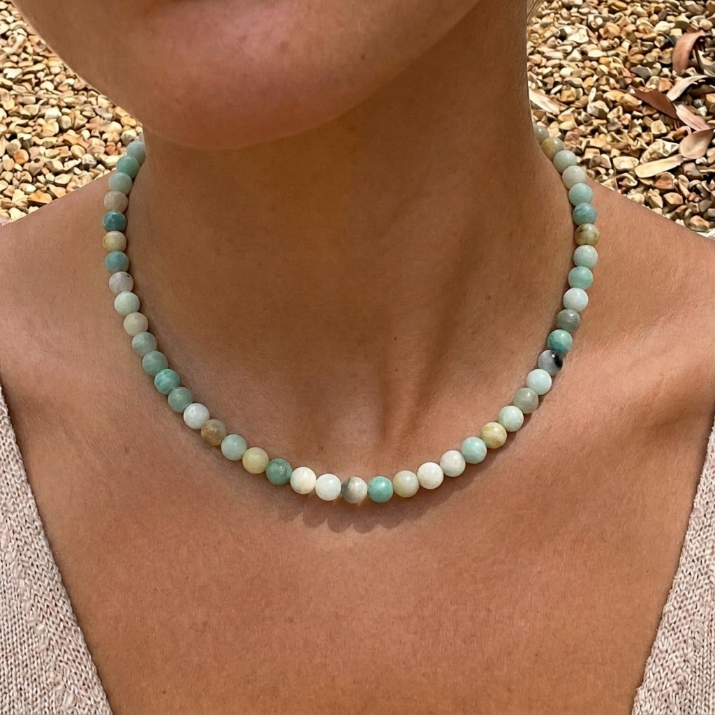 COLLANA DI PERLINE IN PIETRA AMAZONITE