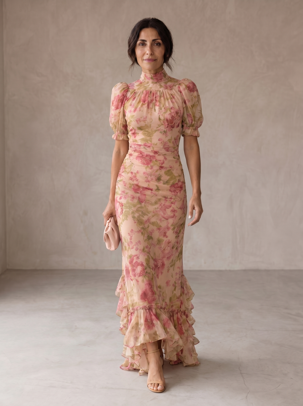 ROSARIO | ABITO LUNGO FLOREALE IN CHIFFON