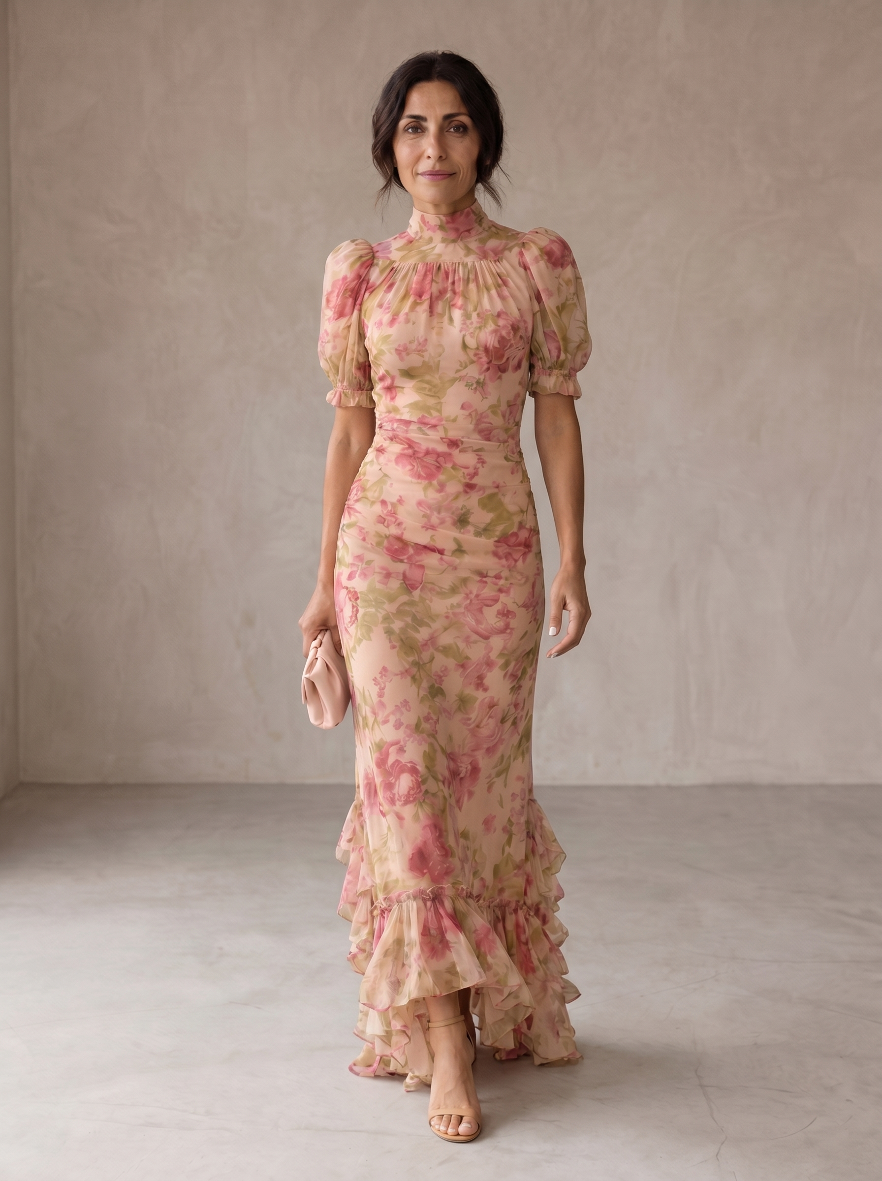 ROSARIO | ABITO LUNGO FLOREALE IN CHIFFON