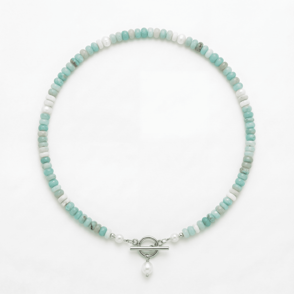 COLLANA DI PERLE E PERLINE TURCHESI