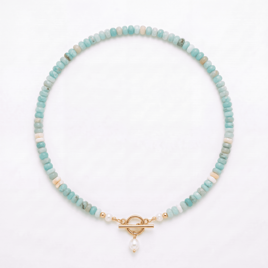 COLLANA DI PERLE E PERLINE TURCHESI