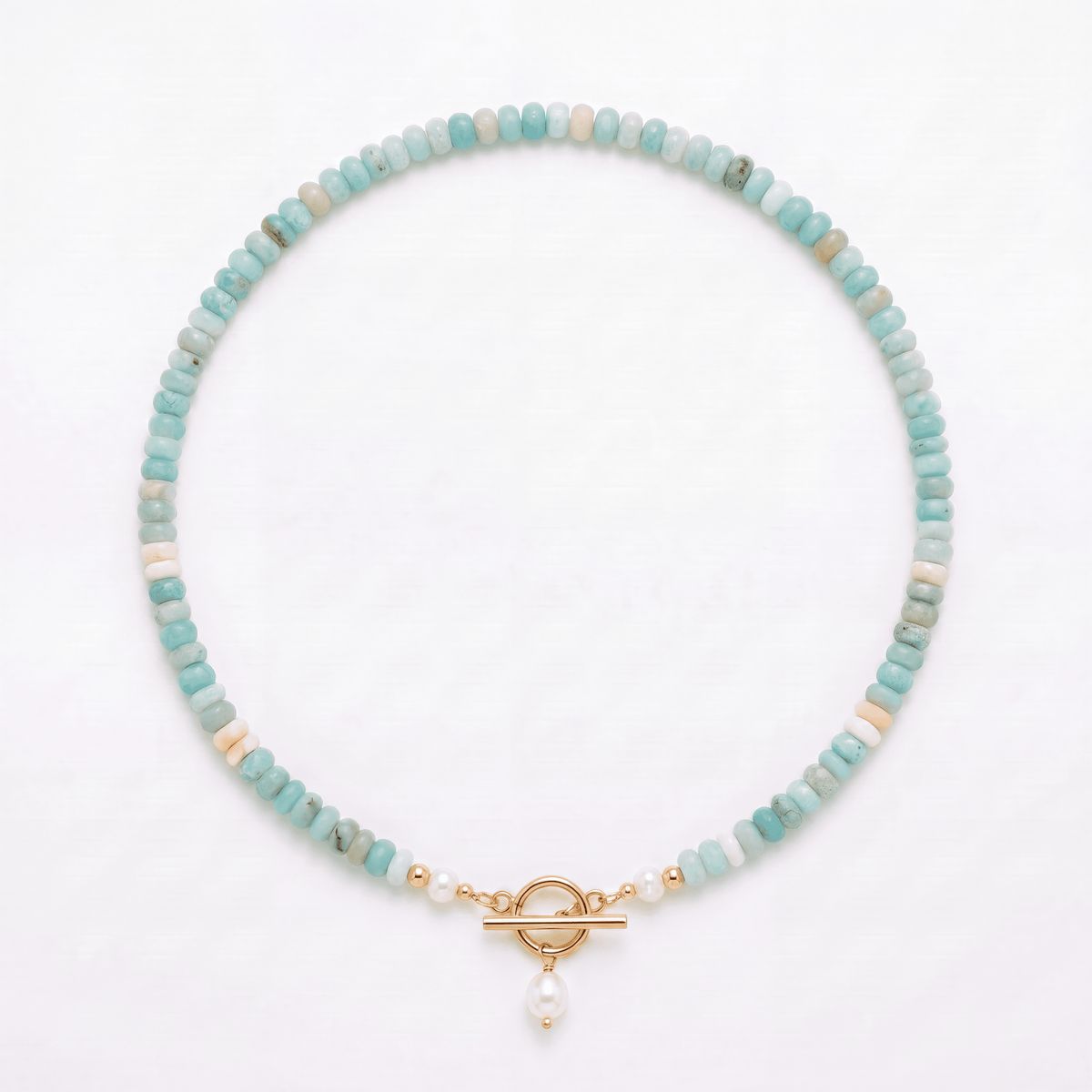 COLLANA DI PERLE E PERLINE TURCHESI