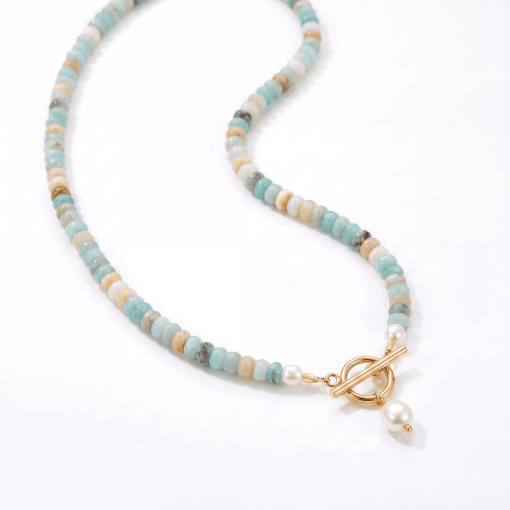 COLLANA DI PERLE E PERLINE TURCHESI