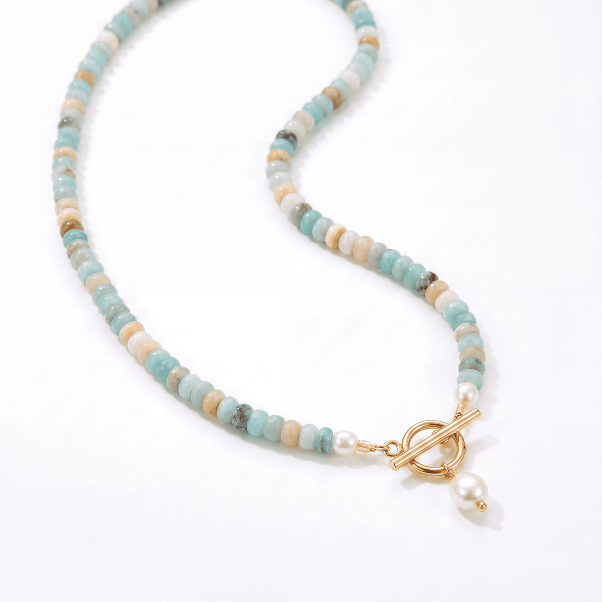 COLLANA DI PERLE E PERLINE TURCHESI