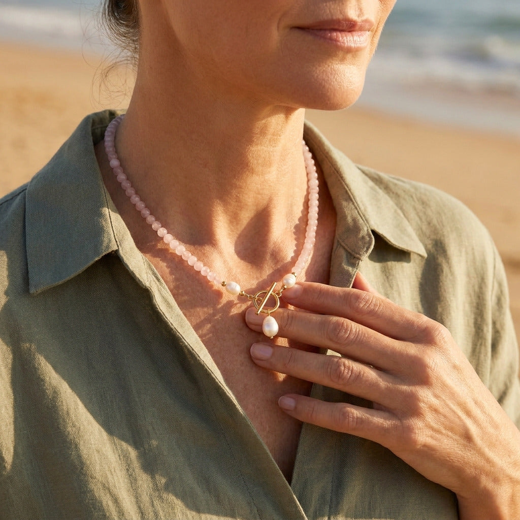 COLLANA DI PERLE ROSA