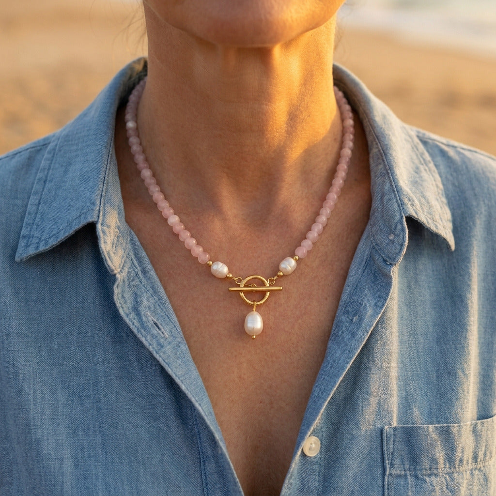 COLLANA DI PERLE ROSA