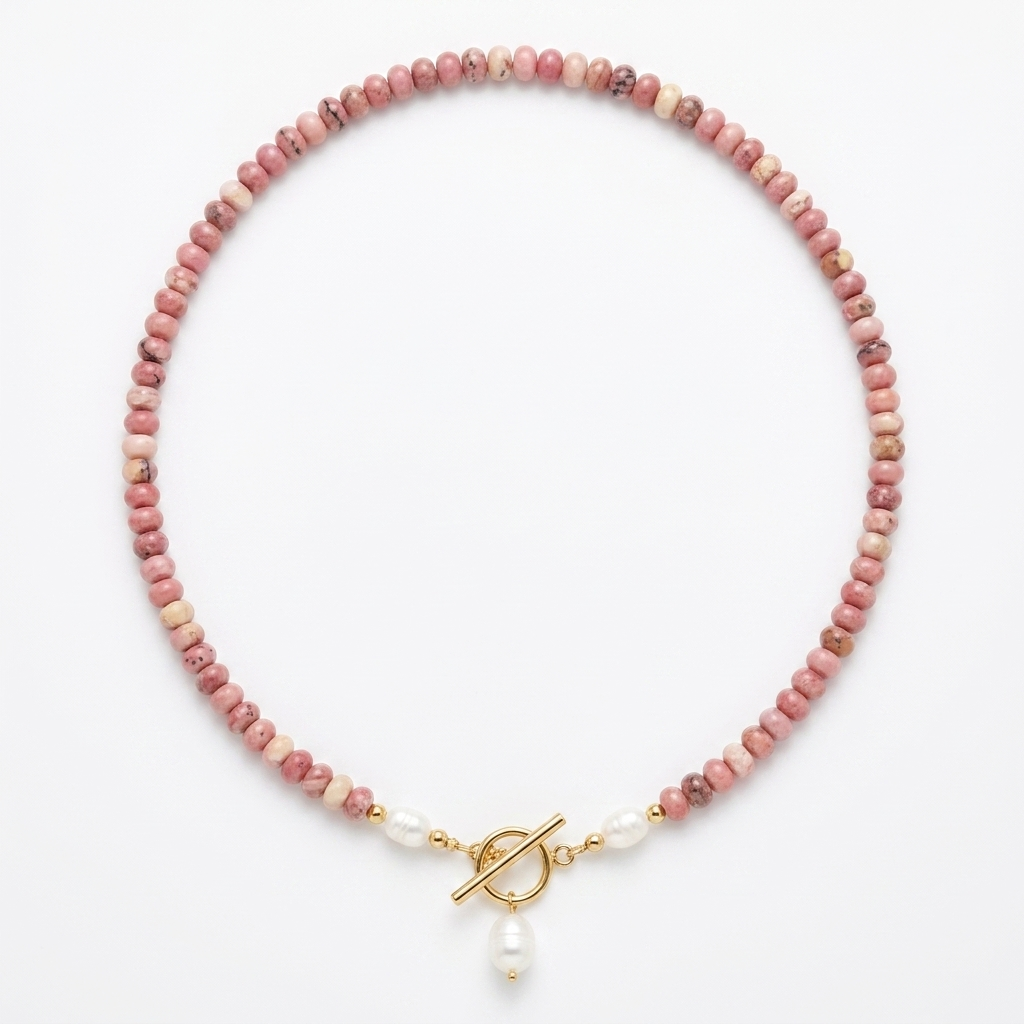 COLLANA DI PERLE E PERLINE DI RODONITE