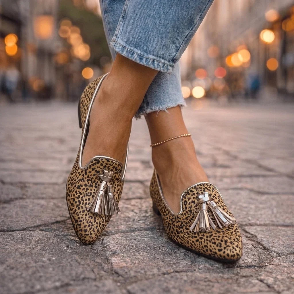 DALIA | MOCASSINI CON NAPPE E STAMPA ANIMALIER
