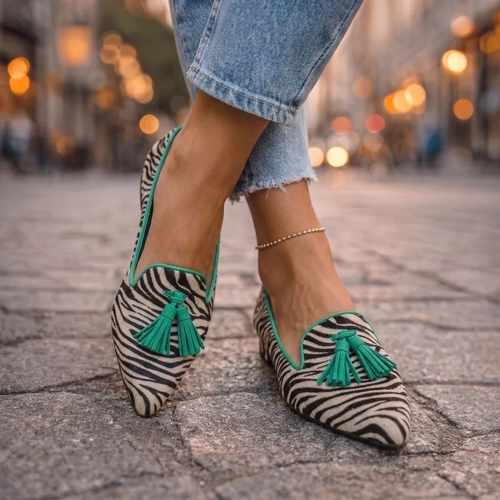 LIVIA | BALLERINE A PUNTA CON STAMPA LEOPARDATA