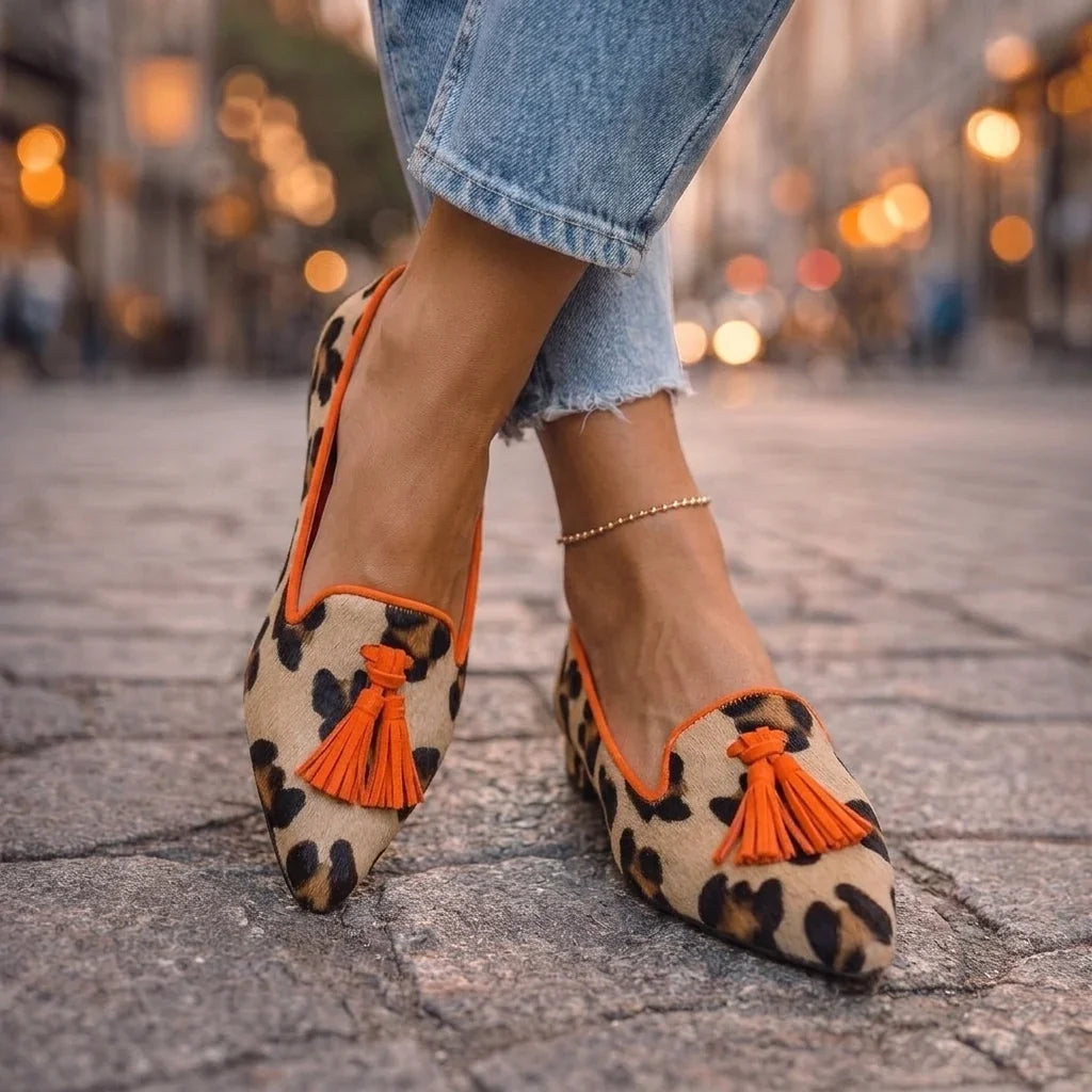 LIVIA | BALLERINE A PUNTA CON STAMPA LEOPARDATA