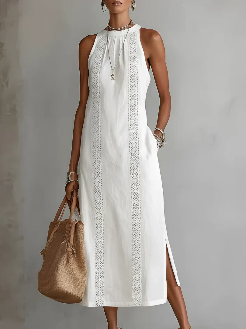 VALERIA | VESTITO MIDI ELEGANTE CON COLLO MAO