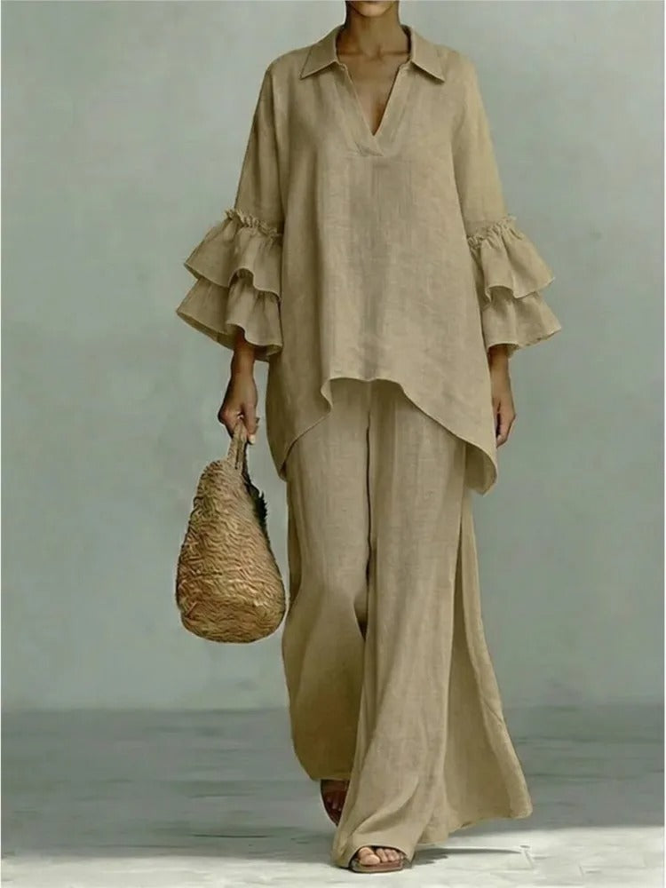 ALBA | SET IN COTONE E LINO CON MOVIMENTO ELEGANTE