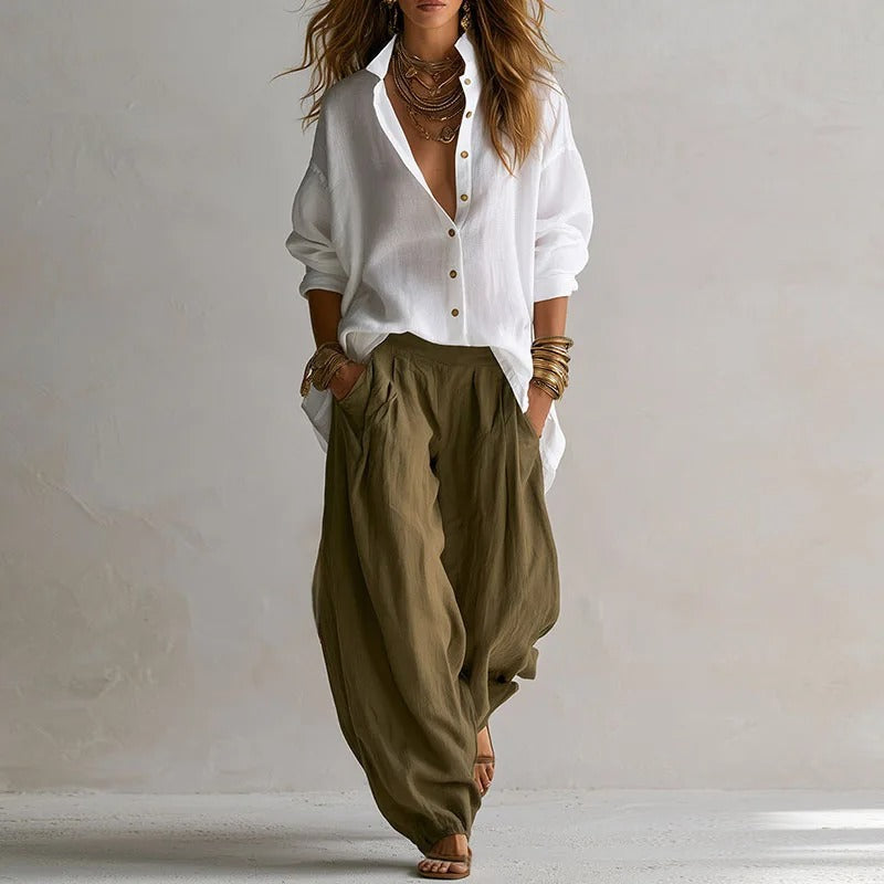 Aitana | Completo fluido di camicia e pantaloni larghi