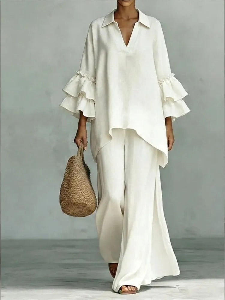 ALBA | SET IN COTONE E LINO CON MOVIMENTO ELEGANTE