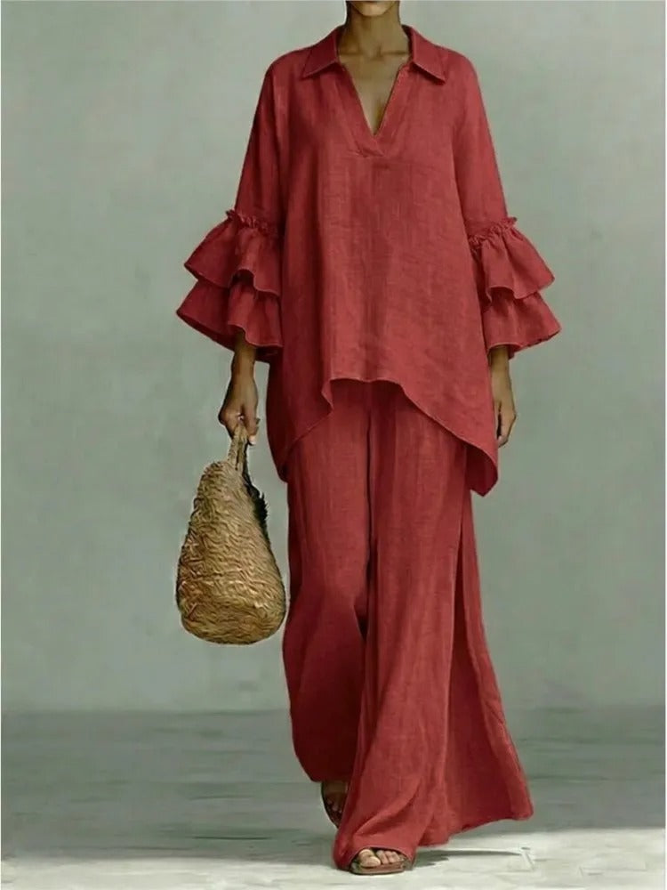 ALBA | SET IN COTONE E LINO CON MOVIMENTO ELEGANTE