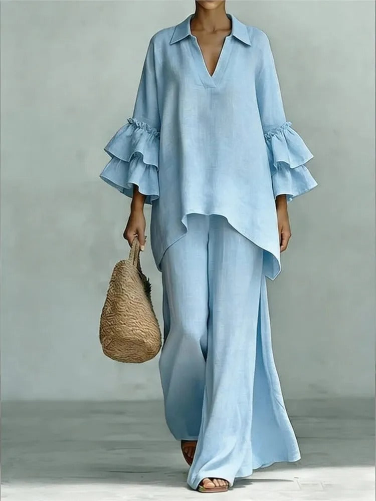 ALBA | SET IN COTONE E LINO CON MOVIMENTO ELEGANTE