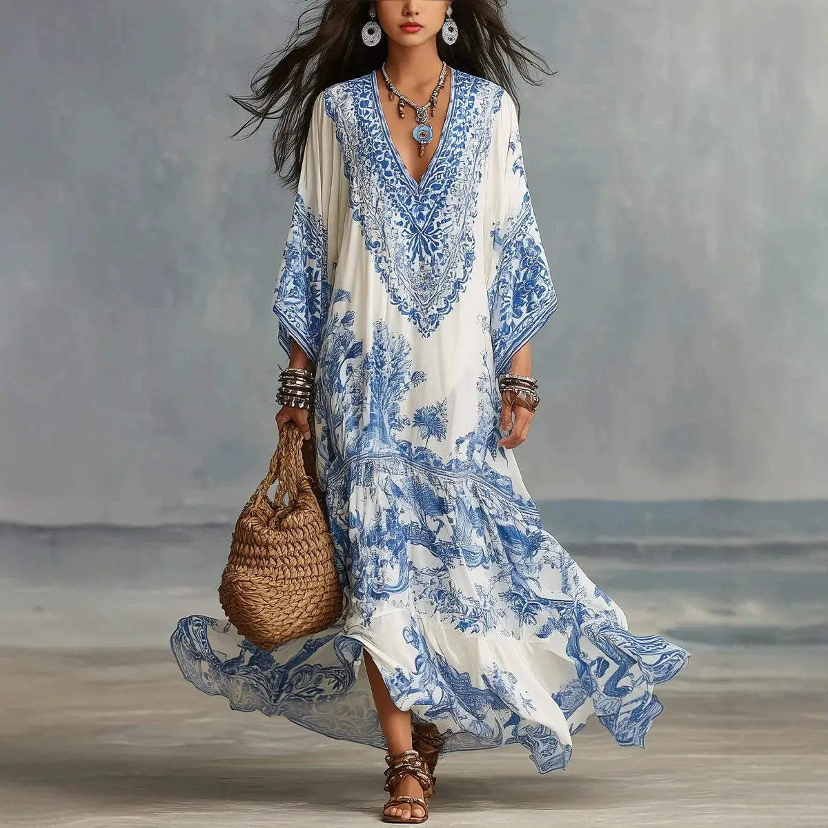 ALBA | VESTITO BOHEMIANO MAXI ETNICO