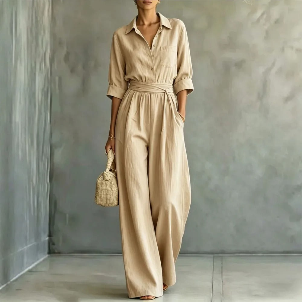 Elena | tuta elegante con cintura regolabile e pantaloni larghi