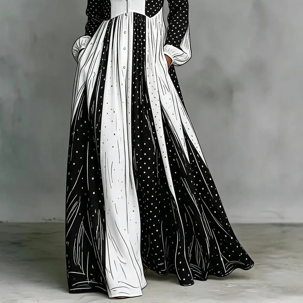 SERAFINA | VESTITO LUNGO BICOLORE A POIS