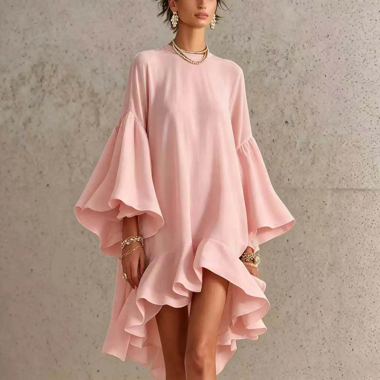 Amelia | Abito Elegante con Volanti e Orlo Asimmetrico