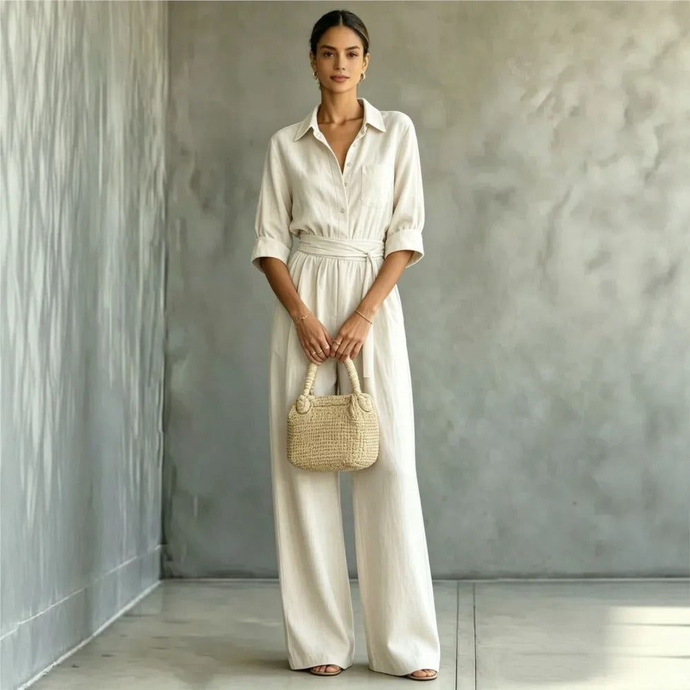 Elena | tuta elegante con cintura regolabile e pantaloni larghi