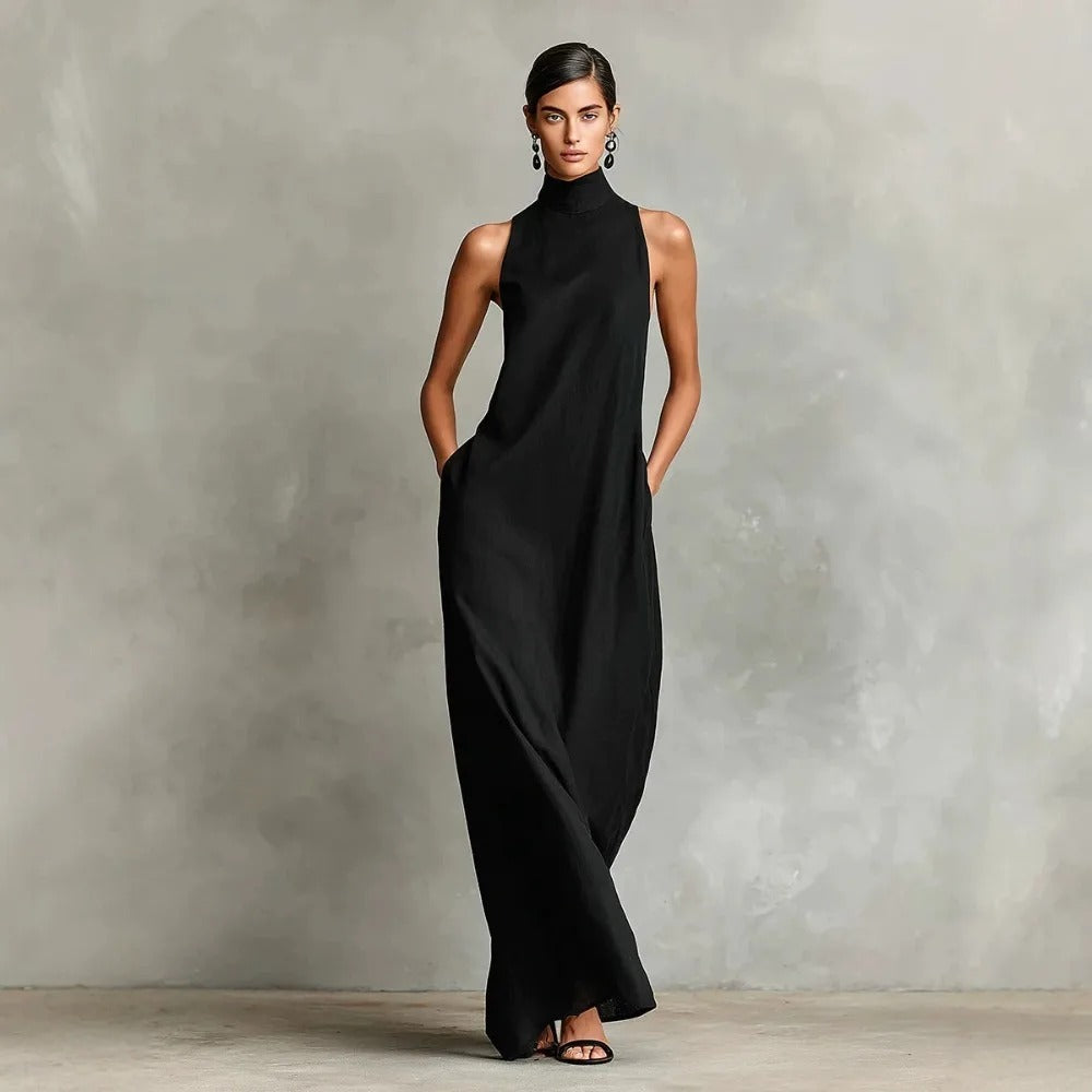 MARINA | VESTITO LUNGO AMPIO SENZA MANICHE CON COLLO ALTO