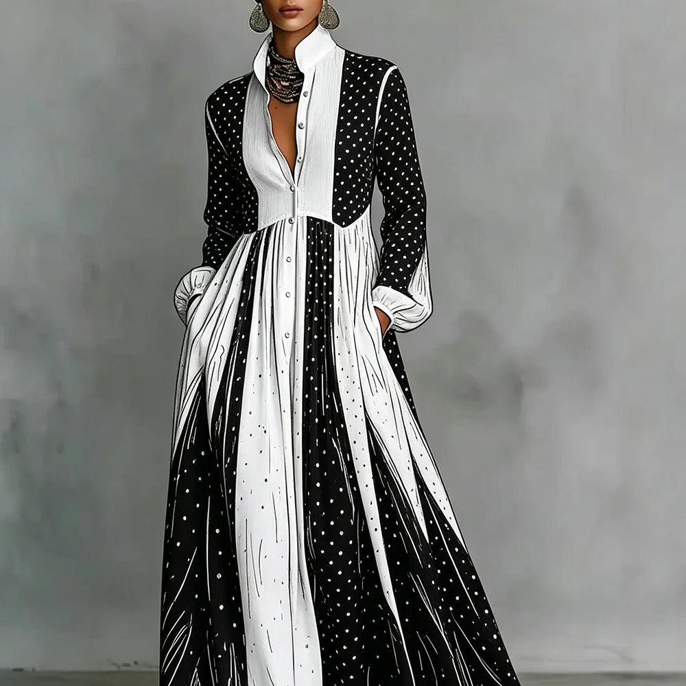 SERAFINA | VESTITO LUNGO BICOLORE A POIS