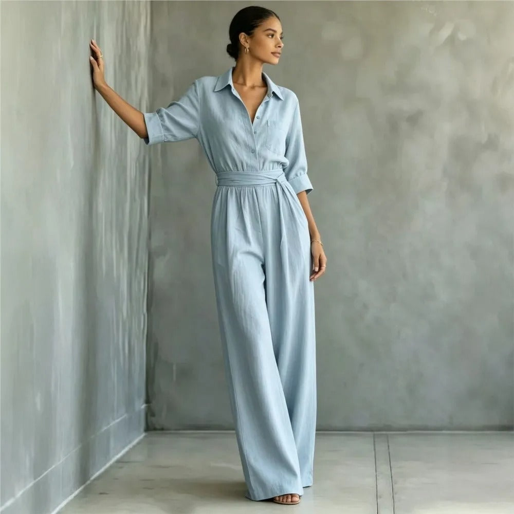Elena | tuta elegante con cintura regolabile e pantaloni larghi