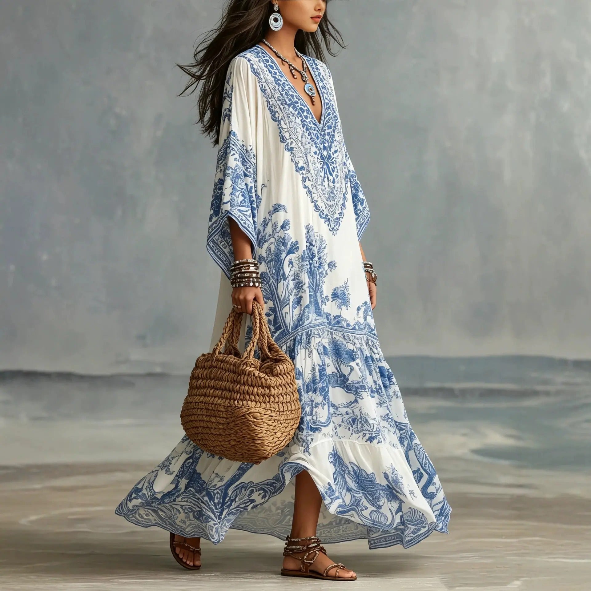 ALBA | VESTITO BOHEMIANO MAXI ETNICO